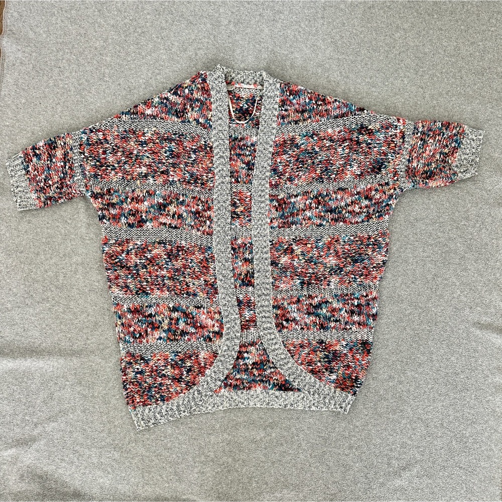 Noisy May Knit Cardigan Womens‎ Large Open Front Multicolor Duster Sweater